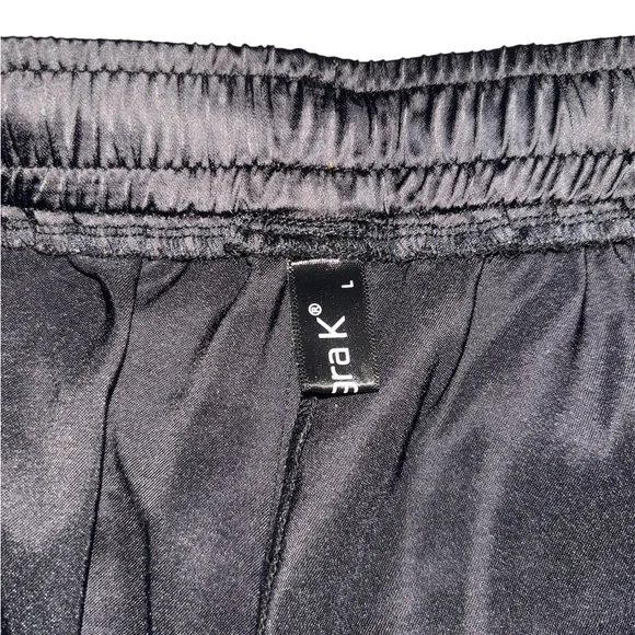 Allegra K Black Satin Pants Drawstring Elastic Waist Straight Leg Joggers - L - Picture 9 of 9